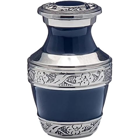 Adera Dreams Small Urns for Human Ashes Keepsake - Set of 1 in Navy - Mini Cremation Urns - Memorial Ashes Urn with Case, Velvet Pouch and Funnel - Miniature Burial Funeral Urns for Sharing Ash Cover