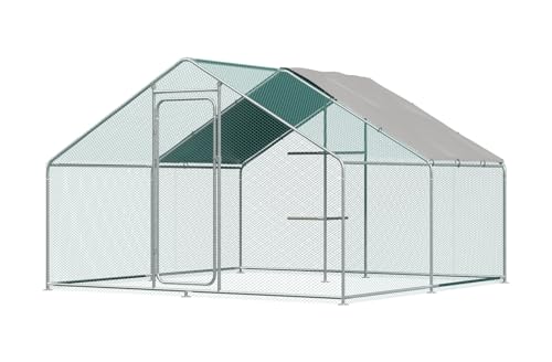 Large Metal Chicken Coop Chicken Runs for Yard with Cover Walk in Poultry Cage with Waterproof & Anti-UV Cover Heavy Duty Chicken Pen for Outdoor, Duck Rabbit Cage