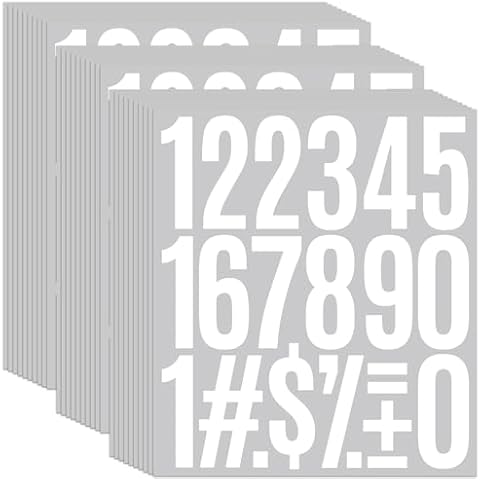 720 Pcs 3Inch Number Stickers,30 sheets Numbers and symbols Vinyl Waterproof Stick on Numbers for Mailbox Signs, Door, Cars, Trucks, Home, Residence, Address Number (White) Cover