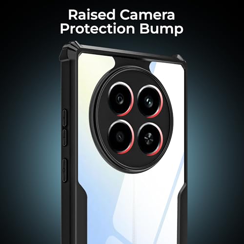 Image of A rtistque Clear Hard Transparent Acrylic Armor Anti-Drop Shockproof TPU Edge Back Cover Case for Realme 12 - Black