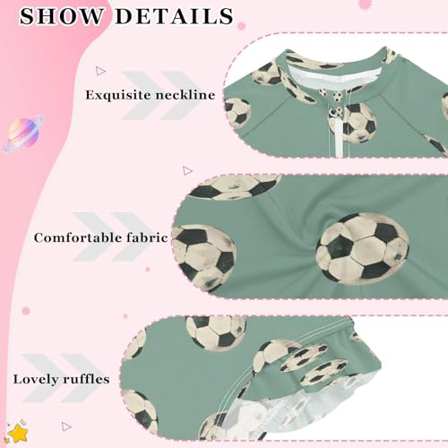 Vintage Soccer Ball Girls Long Sleeve Swimsuits One Piece Zipper Bathing Suit UPF 50+ Rashguard Swimwear4