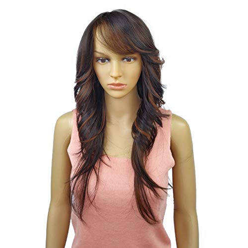 Wig female long wave curly all bangs Wig With Bangs long Curly Wigs for Women, Charming Natural Wavy Wigs for Black Women Bangs wigs for women FS4/30 Dark Brown…