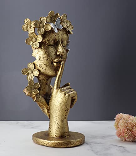 Webonley Thinker Statue, Creative Abstract Flower Maiden Head For Home Decor - Gold #TOP4