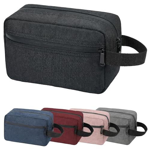 DSYSC Travel Toiletry Bag for Women Men Small Makeup Bag Water-Resistant Cosmetic Bag Cosmetic Pouch Traveling Dopp Kit Travel Essentials Accessories (Black)