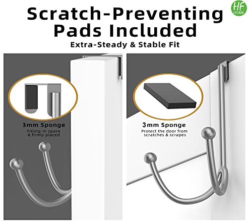 Hfhome 2Packs Over The Door Double Hanger Hooks, Metal Twin Hooks Organizer For Hanging Coats, Hats, Robes, Towels- Silver #TOP4