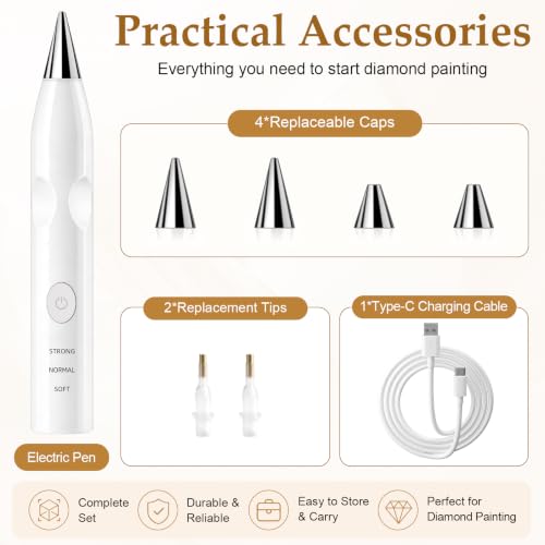 Image of Philorn Electric Diamond Art Pen, Wireless Vacuum Pen for Diamond Painting
