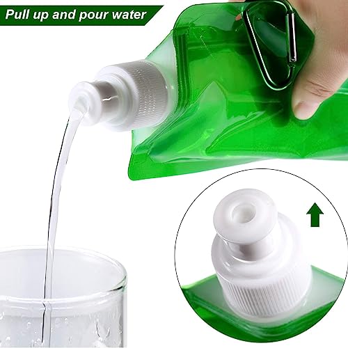 KHDULQ 8pcs Collapsible Water Bottle Plastic Water Bag,Foldable Sports Bottle,Reusable Drinking Water Bottle with Clip for Biking Hiking Travel - Image 3