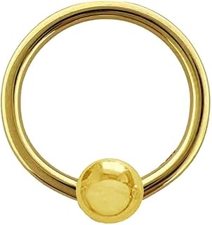 Ritastephens 14K Solid Yellow Gold Nipple Ring Captive Bead Body Jewelry 14G