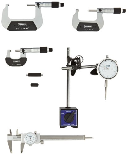 Fowler 52-229-780-0 Combo Tool Set with Magnetic Base, Indicator, Dial Caliper, and Micrometer