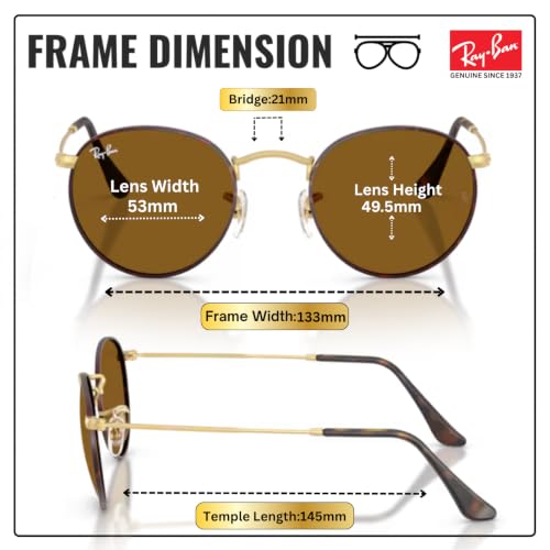 Image of Ray-Ban RB3447 ROUND METAL Round Shaped Sunglasses for Men with Official RAYBAN Eyewear Kit