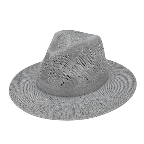 Genérico Esquí Pequeño Tamaño Sombreros de Sol para Hombres, Panamá con Ancha Bord, Sombrero de Playa Sombreros de Sol para Hombres Boina Negra Niña, gris, Talla única