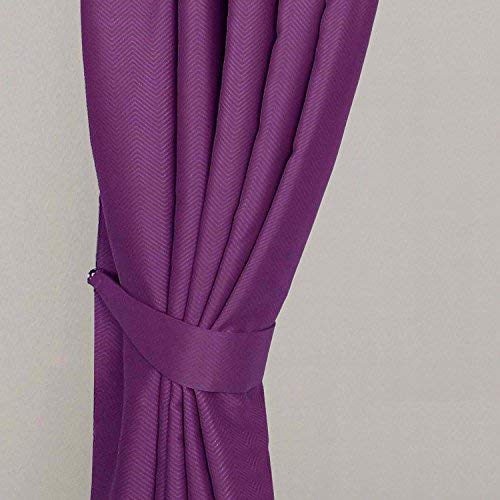 Homescapes Unisex Aubergine Herringbone Curtain Tie Back Pair In