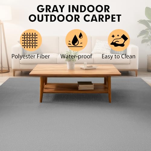 Grefinity Marine Carpet,5 FT x 25 FT Gray Indoor Outdoor Carpet by Grefinity - Used condition - Image 2