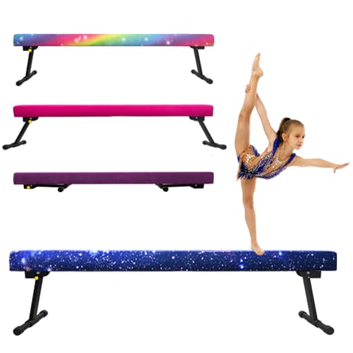 HomeSun Poutre Gymnastique Enfant 240CM, 4 Hauteurs Réglables, Poutre d’Équilibre pour Débutants et Gymnastes Professionnels, Équipement d'Entraînement Gymnastique pour Enfants (Ciel étoilé)