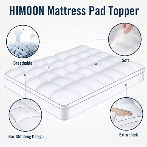 Himoon Ck Size Mattress Pad Topper - Extra Thick Mattress Protector Pillow Top With 21" Deep Pocket For 8-24 Inches Mattress, Snow Down Alternative Fill For 72 * 84 Inch Size Bed. #TOP2