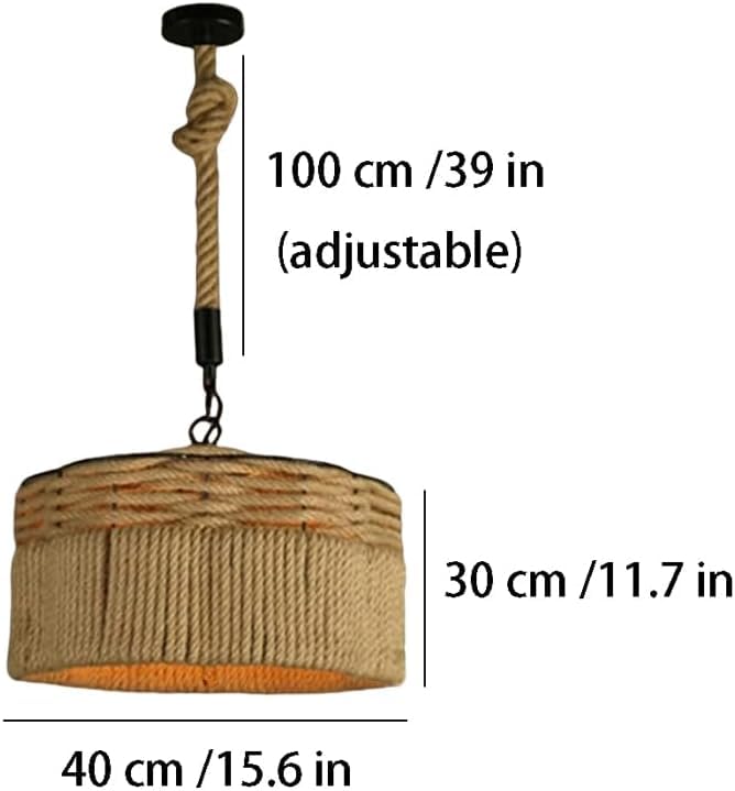 Suspension corde de chanvre rétro lustre rustique de haute qualité E27