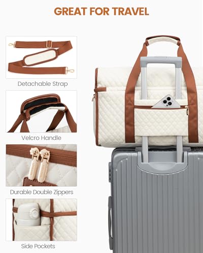 Foto de LOVEVOOK Bolsa de viaje para mujer, bolsas de viaje para mujer, bolsas de lona de mano para aviones, bolsa de noche con bolsa de artículos de tocador, bolsa de hospital para trabajo de parto y parto (imagen 7)