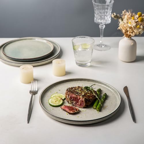 AmorArc Stoneware Dinnerware Sets,Round Reactive Glaze Ceramic Plates and Bowls Sets,Highly Scratch Resistant | Dishwasher & Microwave Safe,Service for 8 Dishes Set (24pc)