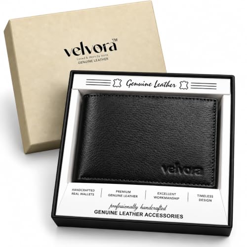 Image of Men's Bifold Wallet, Premium Leather Look Wallet for Men with Multiple Card Slots, Cash Compartment & Compact Slim Design, Stylish Everyday Pocket Wallet - Black