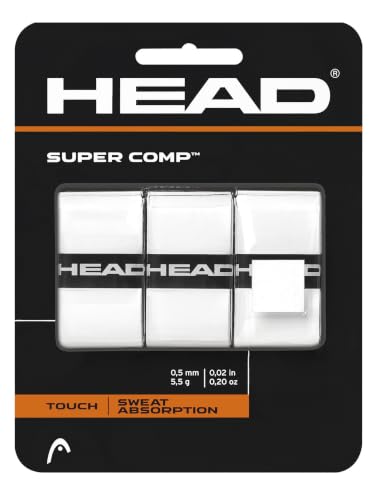 HEAD Super Comp Tennis Racquet Overgrip, 3-Pack, White