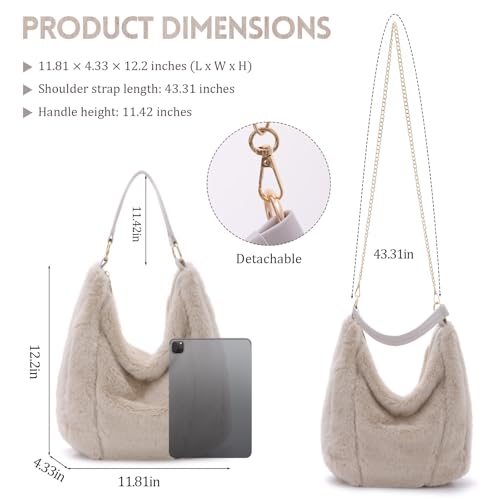 Bolso de hombro de felpa para mujer suave invierno miniatura 5