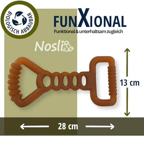 Nosli Natural Toys FunXional • Fitness Zerrspielzeug aus 100% Naturkautschuk ohne Farbstoffe • Perfekt für Wurf- & Apportierspiele • Natur Hundespielzeug für große Hunde • Kauspielzeug Hund