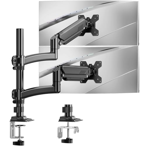 ELIVED Monitor Halterung 2 Monitore für 13-32 Bildschirme Monitor Arm hält 2-10 kg Monitor mit VESA 75/100mm Höhenverstellbare Dual Monitorarm mit Neigbar Schwenkbar Drehbar EV6034B