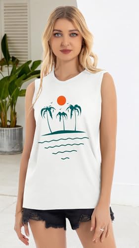 Image of Womens Tank Tops Summer Casual Sleeveless Top Loose Fit Basic Tunic Shirts