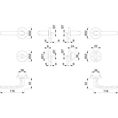 Hoppe Lever Espag Lock Set Roissy on Rundrosette, 3066865, Verchromt Poliert, verchromt - Image 2
