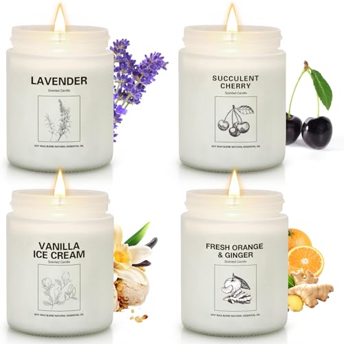 Soy Wax Scented Candle Gift Set, 4 Pack Lavender, Orange