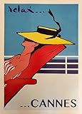  AFFICHE / Relax À Cannes - 1957 - René Gruau - 50x70cm Poster