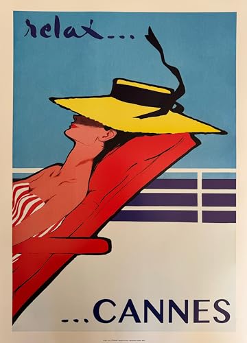 Affiche Relax à Cannes 1957 souvenir de la Riviera poster salon 50x70