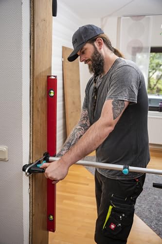 wolfcraft Türfutter-Montage-Set „PRO“ 12tlg. - Komplettset für die Montage von Türen inkl. Richtzwingen, Türfutterstreben und Ausgleichsunterlagen - geeignet für 60 bis 100cm breite Türen - 3679015