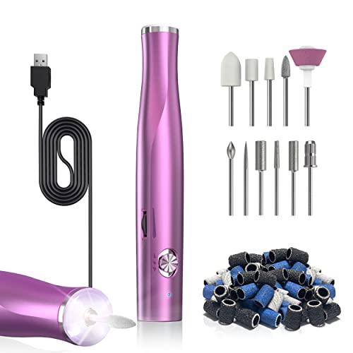 Nagelfräser, ZoCCee 11 in 1 Elektrische Nagelfräser für gelnägel mit Fülllicht, 22000 u/Min einstellbare Geschwindigkeit Maniküre Set elektrisch für Acryl Gele Kallus Entfernen (Rosa) Cover