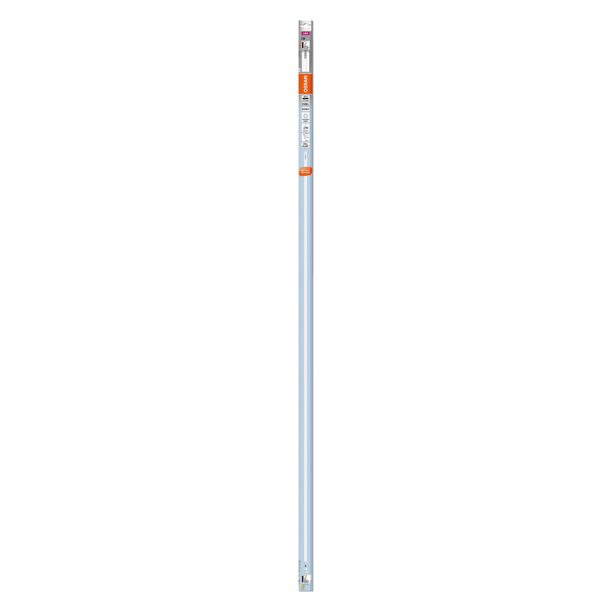 OSRAM Tubos LED de con sensor de microondas integrado para balastos electromagnéticos, 19.3 W, G13, tubo, doble eDino, 4000 K, vidrio con protección de rotura, blanco frío, paquete de 8