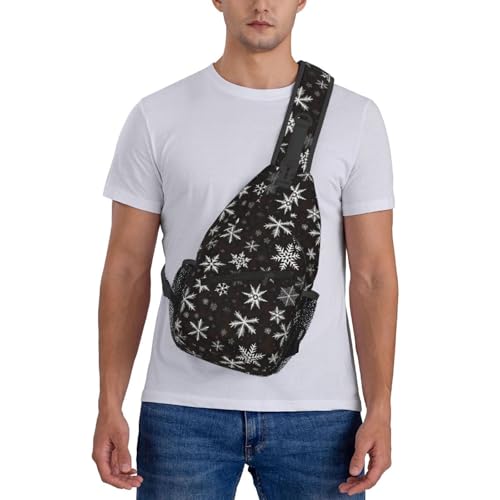 Bolso cruzado negro con símbolos para senderismo y uso diario miniatura 7