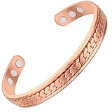 EXTRA STÄRKE MAGNETE: Kupferarmband mit 99,9 Prozent reinem Kupfer. Enthält 6 starke Magnete mit jeweils 3000 Gauss Stärke (18000 Magnet Gauss insgesamt).
