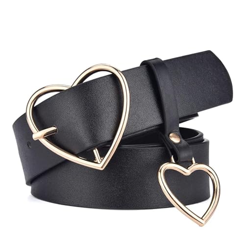 Women'S Decorative Belt Womens Leather Belt Metal Heart Buckle Retro PU Waistband Pants Strap For Women For Clothes