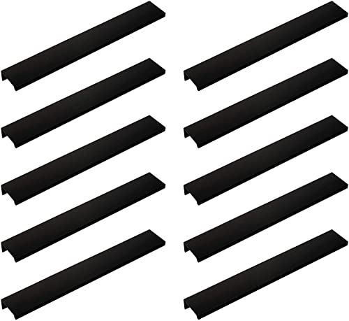 MARGUERAS 10 Piezas tiradores armarios ocultos negro 160mm-Tiradores Cocina negro Tiradores Cajones tiradores ocultos Tiradores Armarios negro Cover
