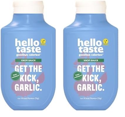 hellotaste Knofi Sauce 300ml - kalorienreduziert, ohne Zuckerzusatz & voller Geschmack | Für Gerichte, zum Grillen uvm. | Vegan, aspartamfrei, glutenfrei, sojafrei | 1 x 300ml (Packung mit 2)