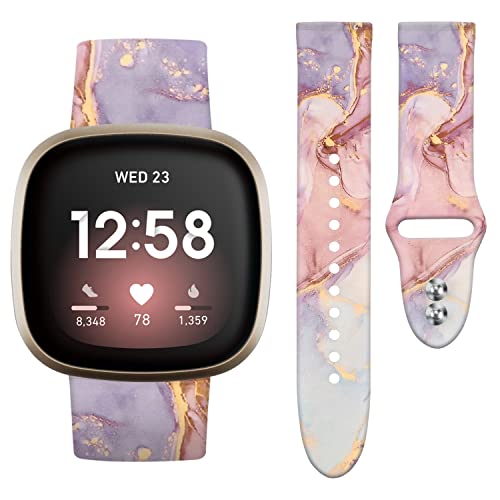 Vozehui Armband Kompatibel mit Fitbit Versa 3/Versa 4/Fitbit Sense 2/Sense Armband für Damen Herren, Weiches Ersatzarmband mit Silikon Druck Sport Ersatzband für Fitbit Versa 3 & 4/Sense 2/Sense Cover