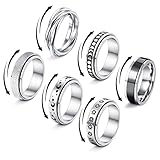 ✿316L Edelstahl Ringe✿--Diese rotierenden Ringe sind aus hochwertigem 316L-Edelstahl, blei- und nickelfreiem, hypoallergenem Material, geeignet für empfindliche Haut. Robust und abriebfest, rostet und verblasst nicht, macht keine grünen Finger und kann lange getragen werden. Leicht zu drehen, kein Geräusch beim Drehen.