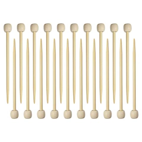 EMFGJ 20 Pieces Bamboo Marking Pins Smooth Single Pointed Knitting Needles Long Marking Pins for Beginners DIY Craft Making,Wood Cover