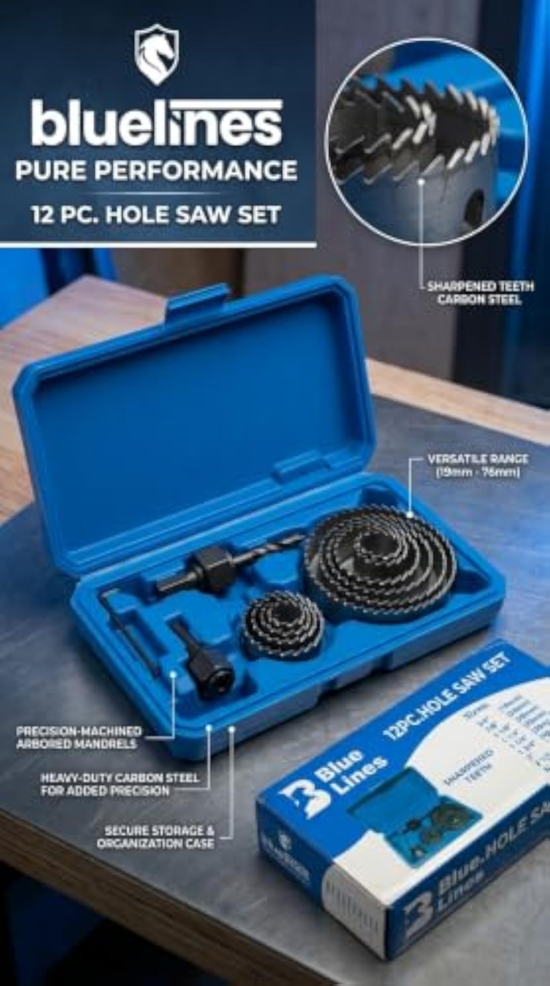 12PC Hole Saw Cutter Kit for Wood and Plastic Cutting