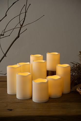Image of Comenzar Battery Operated Candle LED Flameless Candles LED Candles with Timer,Outdoor Waterproof Candles(D: 3 inch x H: 4 inch 5 inch 6 inch) 9pack