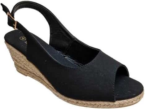 Ladies Canvas Wedge Sandals Slingback Buckle Adjustable Jute Sole Peep Toe  Summer Comfort Shoes (Leopard, UK Footwear Size System, Adult, Women,  Numeric, Medium, 4): Amazon.co.uk: Fashion