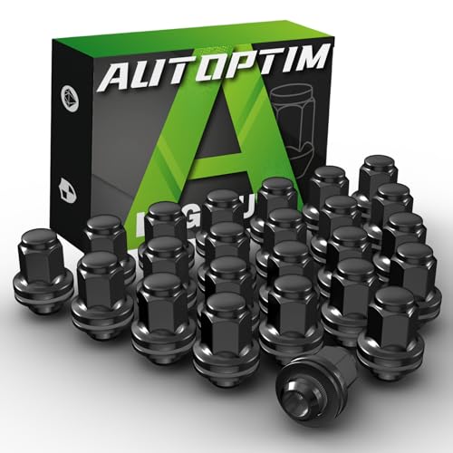 Image of AUTOPTIM M12x1.5 OEM Lug Nuts - 24 Pcs Black Mag Flat Seat for Toyota