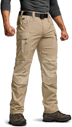 Image of CQR Men's Flex Stretch Tactical Pants, Water Resistant Ripstop Cargo Pants, Lightweight EDC Outdoor Work Hiking Pants