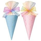 Gmubjux Schultüte Mädchen, 2 Stück Geschwister Schultüte, Zuckertüte Bastelset für Einschulung, Blau und Rosa, 25×18×1,8cm