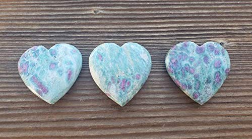 [A&S Crystals] Natural Ruby in FUCHSITE Gemstone Puffy Heart 30-35mm